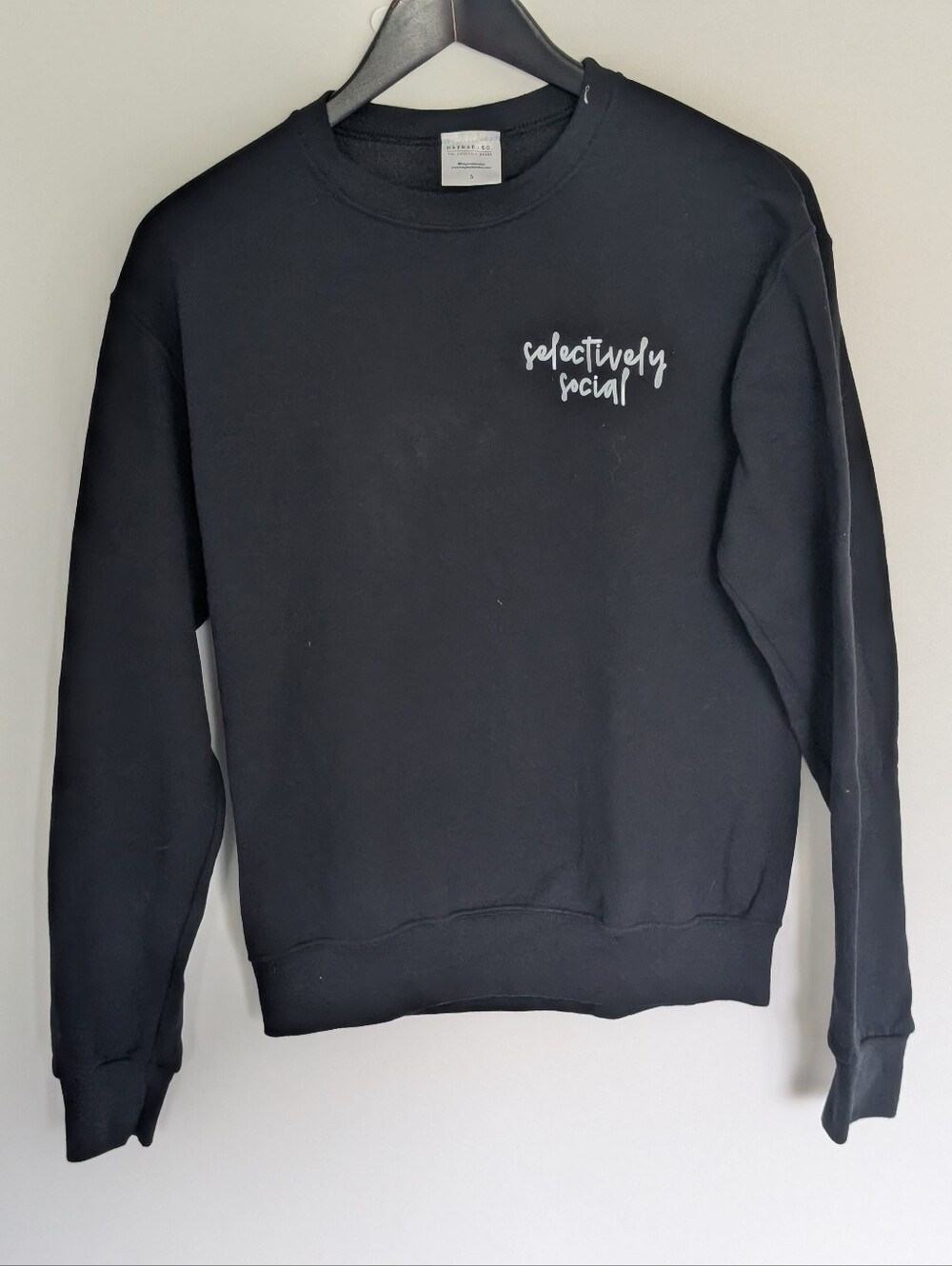 HayMad & Co. Black Selectively Social Crewneck Sweatshirt - Small